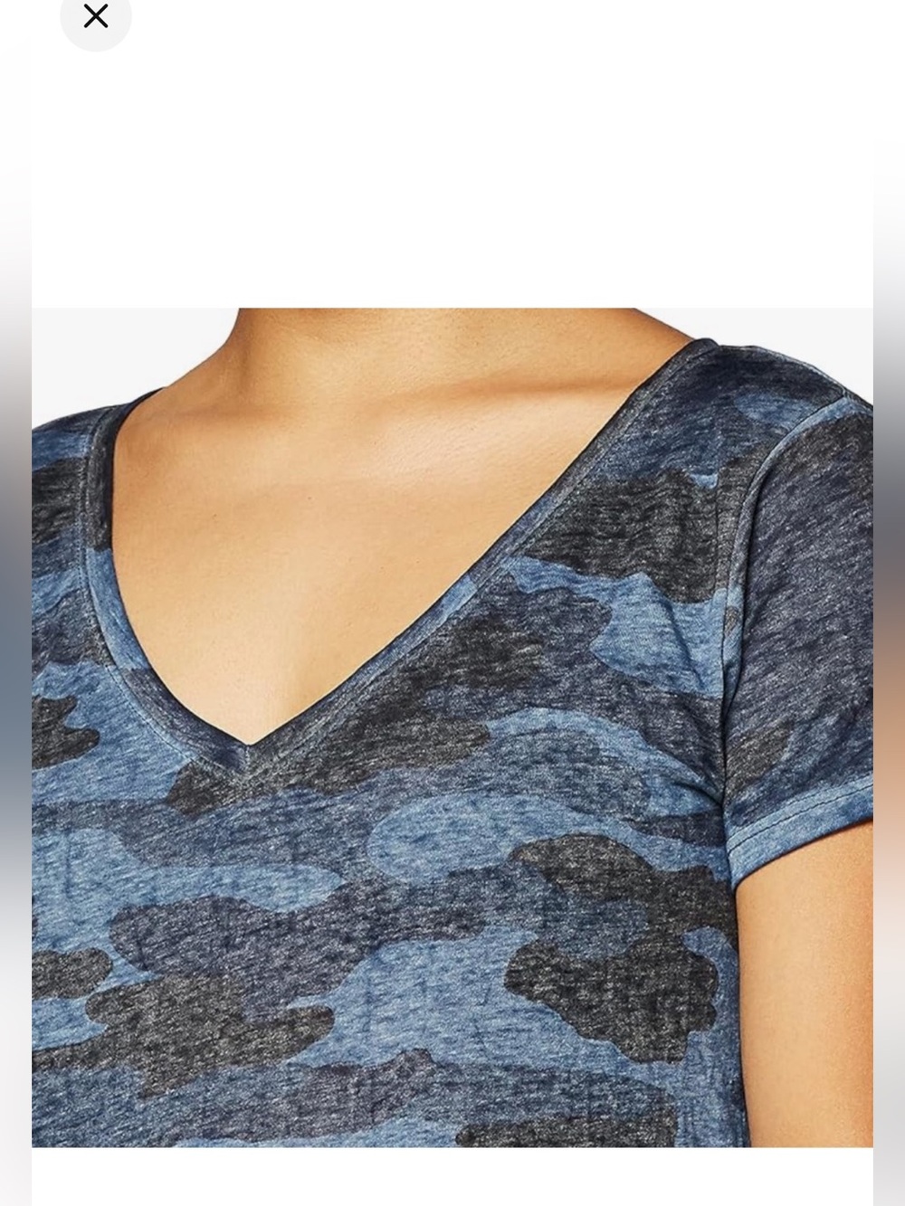 Lucky Brand Women's Dark Blue Camo Burnout V-Neck Tee, EUC, Size Medium - Picture 3 of 11